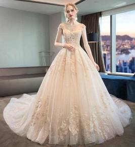 Cream glitter fishtail Wedding dress gown RB1698