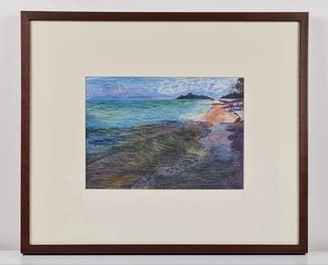 Framed - Coastal Shoreline with Distant Island