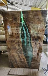 Meja makan Kayu Solid Epoxy Resin