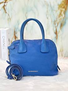 Burberry Blue Pebbled Leather Yorke Satchel