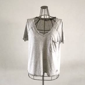 GUESS V-neck Grey Top With Pocket