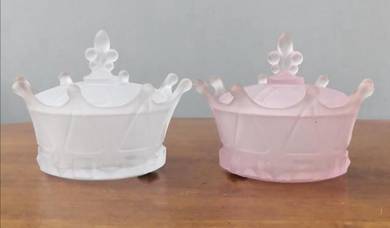Crown frosted glass trinket box 2