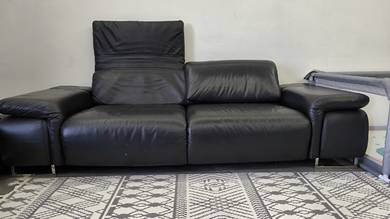 Harvey Norman Black Leather Sofa + Day Bed Set