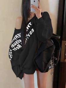 Oversize美式复古露肩上衣
✨M-2XL✨