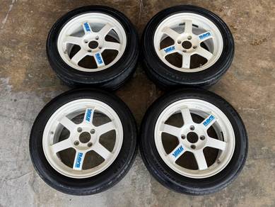 Rim second 15 TE37 siap tayar myvi axia saga bezza