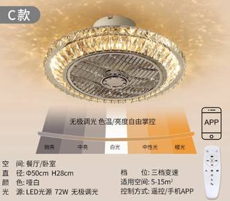 Smart Ceiling Fan Remote Control Crystal Led Lamp