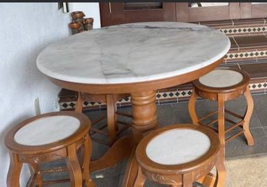 - Round marble top table with stools