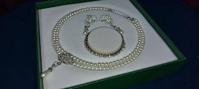 Vintage Double-Layer Pearl Jewelry Set