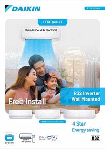 Daikin 1.5hp Inverter 4Star Aircond +pasang