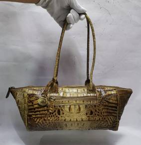 Brahmin Vintage Toasted Almond‎ Croc Embossed Bagu