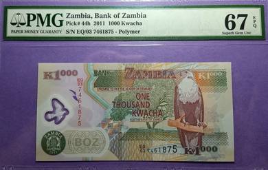 Zambia 1000 Kwacha 2011 PMG67 EPQ