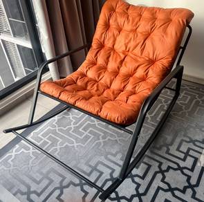 Wide 2-Seater Rocking Chair – Lightweight – Orange Waffle-Pattern PU S