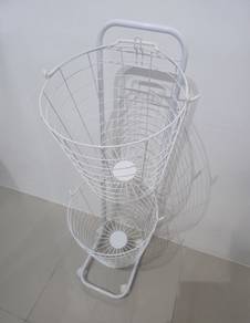 2 Tiers Wire Mesh Bathroom Dirty Laundry Basket