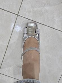 silver high heels shoes