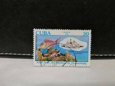1990 Cuba Stamp Fish Oceanology Ship
