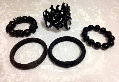 LOT Black Bracelets x 5 (New)