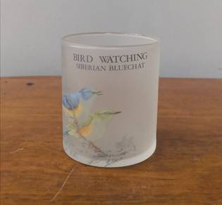 bird watching glass cup siberian bluechat