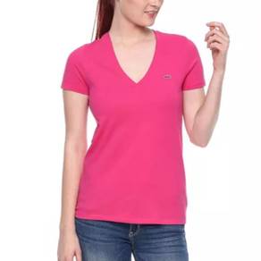 Lacoste V-Neck Women's Hot Pink Tee