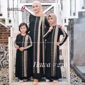 Hawa mommy daughter abaya long sleeve dress black