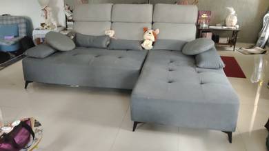 Used Grey Push Back L-Shape Sofa – Good Condition