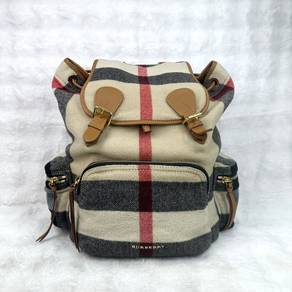 Burberry Brown Wool Mega Check Rucksack Backpack