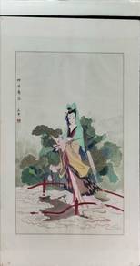 Lady on Red Bridge with Lotus