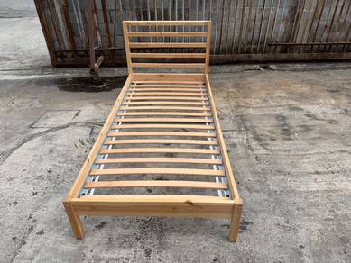 (IKEA) Wooden Pine Katil Single Bed Frame Kayu