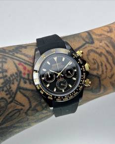 Custom Seiko Mod 39.5mm Black Gold Daytona Quartz