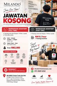 Warehouse Assistant (Meru, Klang, Selangor)