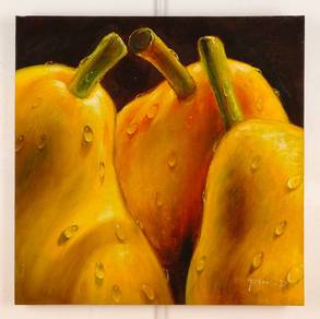 Dew-Kissed Pears – Original Oil Painting