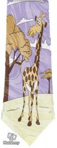 Giraffe Animal Purple Cartoon Fancy Neck Tie