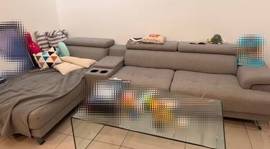 L shaped fabric sofa