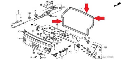 Honda Civic EG6 Trunk Lid Rubber EG3 EG4 EH5 SR3