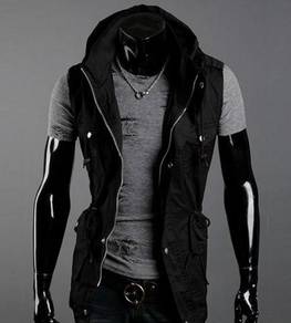 A18550 BLACK MULTI-POCKET VEST COAT HiKING JACKET