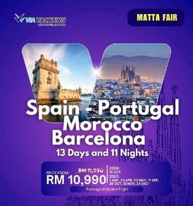 13D11N SPAIN PORTUGAL MOROCO BARCELONA With FLIGHT