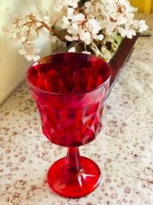 1970s Ruby Red Goblet - 6.5 inches Tall