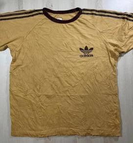Adidas Trefoil Light Brown Ringer Tee #L Used