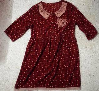 Retro Vintage dots long sleeve elegant top dress