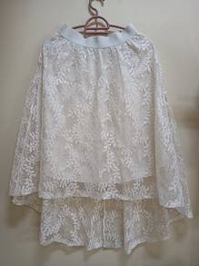 White stretchable irregular long skirt