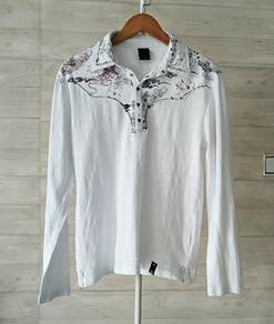 White with Charcoal Floral Embroidered Western