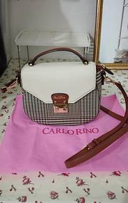 Beige Oxford Houndstoot Print Cross Body