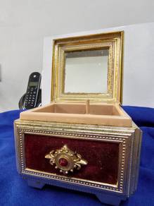 Vintage Velvet Jewelry Music Box missing Ballerina