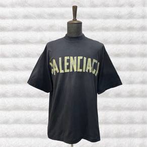 Balenciaga Taped Arched Graphic Logo Black Tee