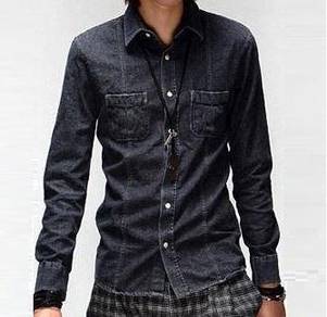 H5047 KEMEJA DENIM HITAM JEANS BLACK CASUAL SHiRT