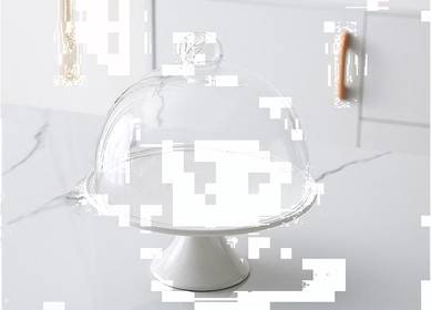 14cm Nordic Ceramic Cake Stand + 13cm Glass Cover