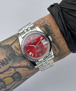 Custom Seiko Mod 36mm Red Roman DateJust Automatic