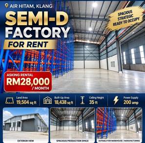 Warehouse / Factory For Rent in Klang,SGR