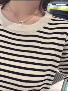Striped cotton crew neck top