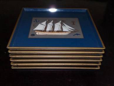 Lapik cawan vintage Japanese coaster set