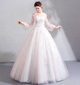 White long sleeve wedding bridal gown dress RB1212